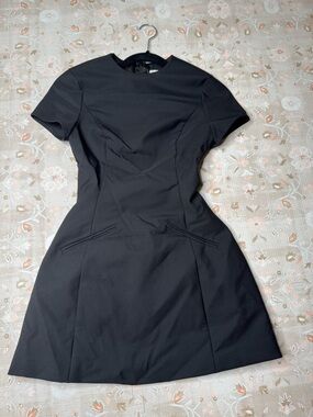 Classic Black Short-Sleeve Fit & Flare Dress